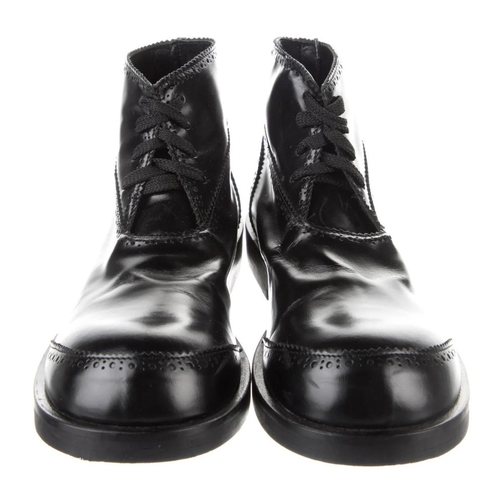 Rundholz Black Leather Lace Up Ankle Boots Wingtip Pinked Detail Rubber Sole 7 - Picture 4 of 6
